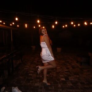 Pink satin princess Polly dress